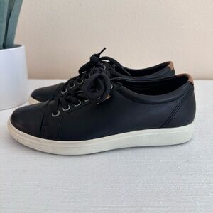 ECCO Black Leather Lace Up Extra Width Casual Sneakers Women’s EU37 US6-6.5